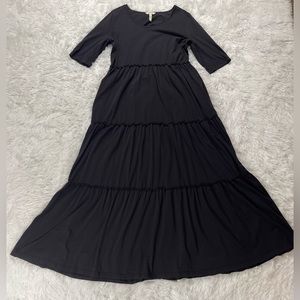 Matilda Jane Tiered Ruffle Black Short Sleeve Maxi Dress Women’s Size XL